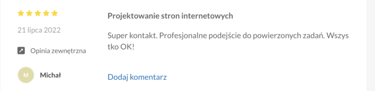 Opinia o zaprojektowanej stronie internetowej przez Jana Gulczyńskiego - Poznań