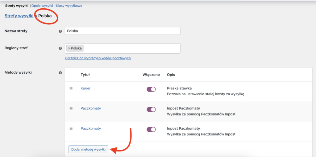 jak dodać paczkomaty do WooCommerce - screenshot z panelu administratora