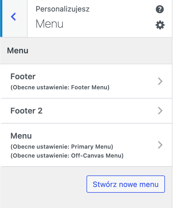 jak zrobić menu w WordPress- screen z instrukcja w ustawieniach