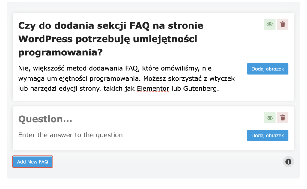 dodawanie sekcji FAQ za pomoąa Rank Math SEO na WordPress