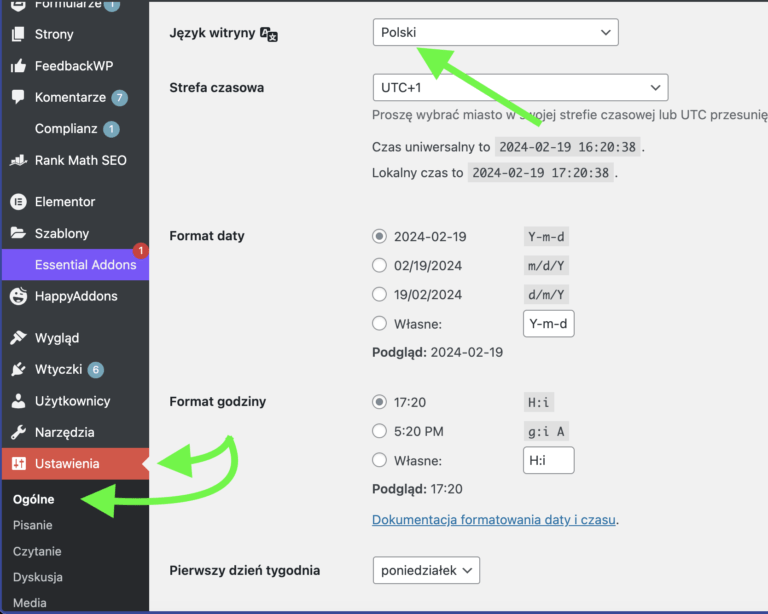 jak zmienić język strony WordPress