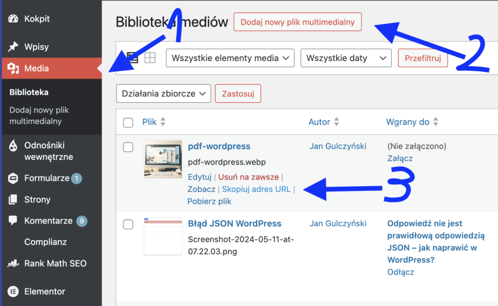 jak dodać plik do WordPress