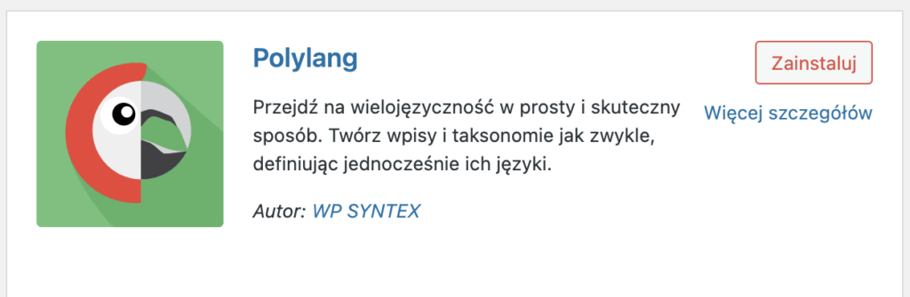 wtyczka do tłumaczenia strony WordPress na wiele języków - Polylang