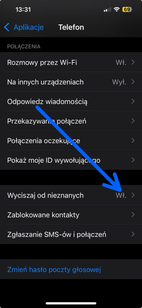 jak wyciszyć połączenia od nieznanych numerów na iphone