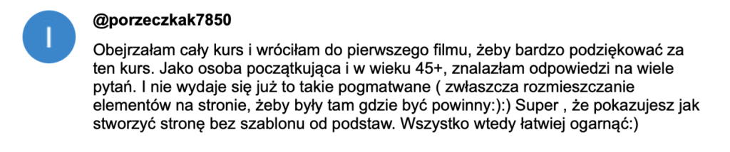 kurs elementor - opinia o szkoleniu Jan Gulczyński