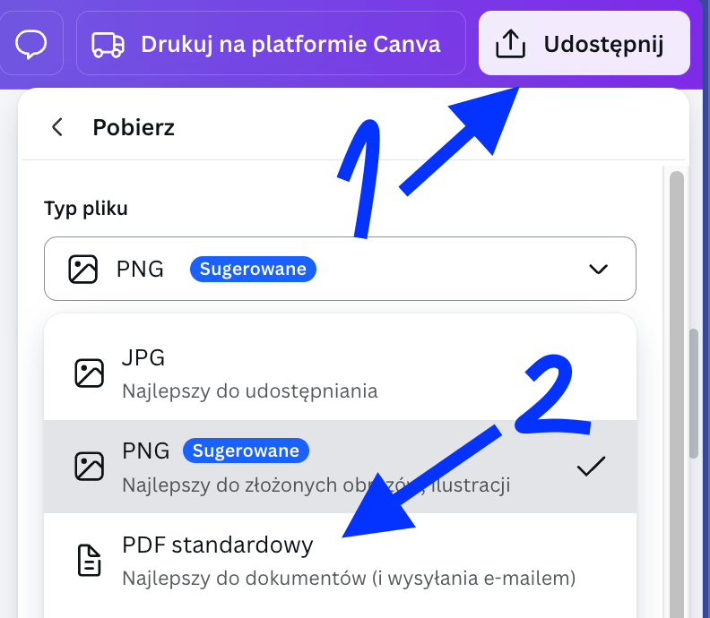 jak zapisać ebooka w canvie jako PDF