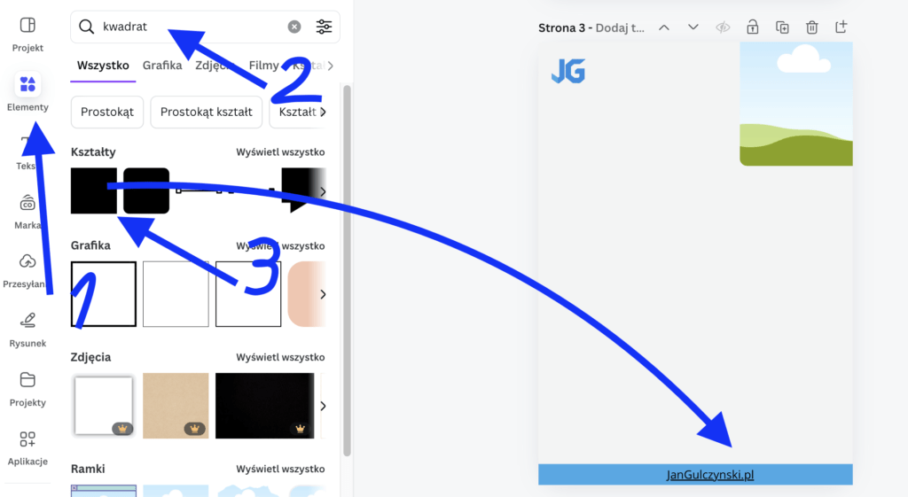 tworzenie stopki w ebooku canva