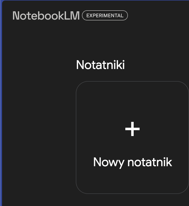 tworzenie nowego notatnika w notebook LM