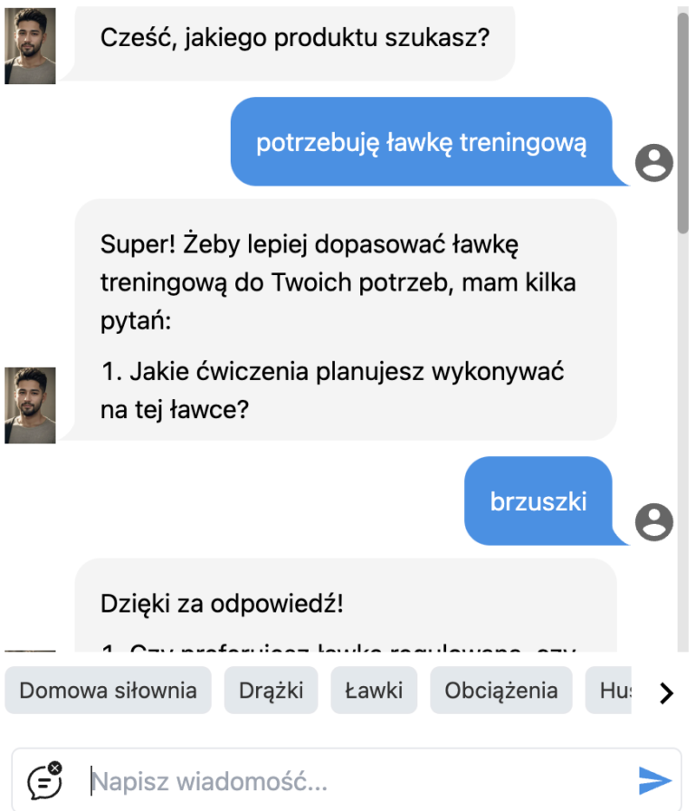 czatbot AI prowadzi wywiad z klientem