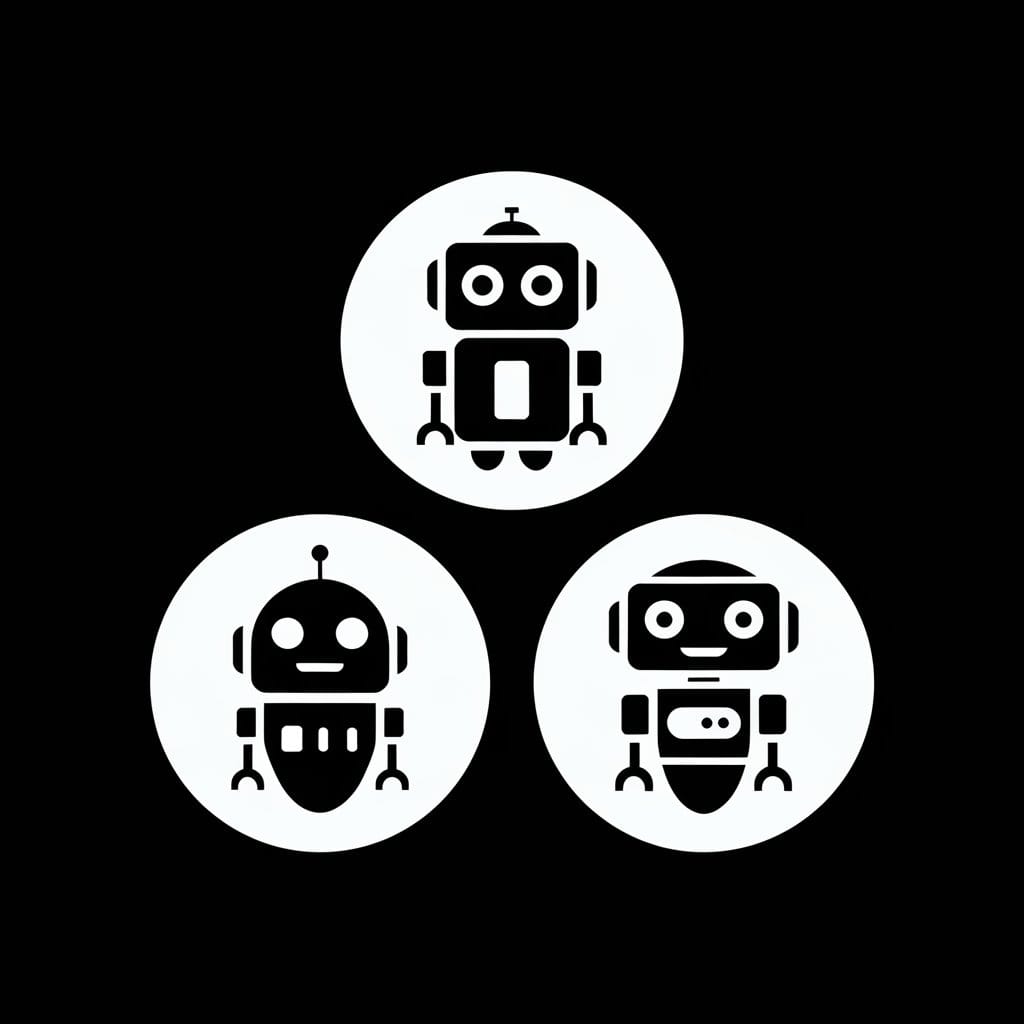 a set of three distinct robot icons in a ogV 7lTrQ6ODvnXOUqXVeg BgMFljeRYSMlUR2tXbFFA - Jan Gulczyński