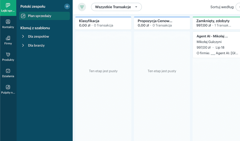 Najlepszy CRM dla Freelancera - łatwy start z CRM 2 interfejs bigin CRM dla freelancera lub malego zespolu- najrpostszy system CRM