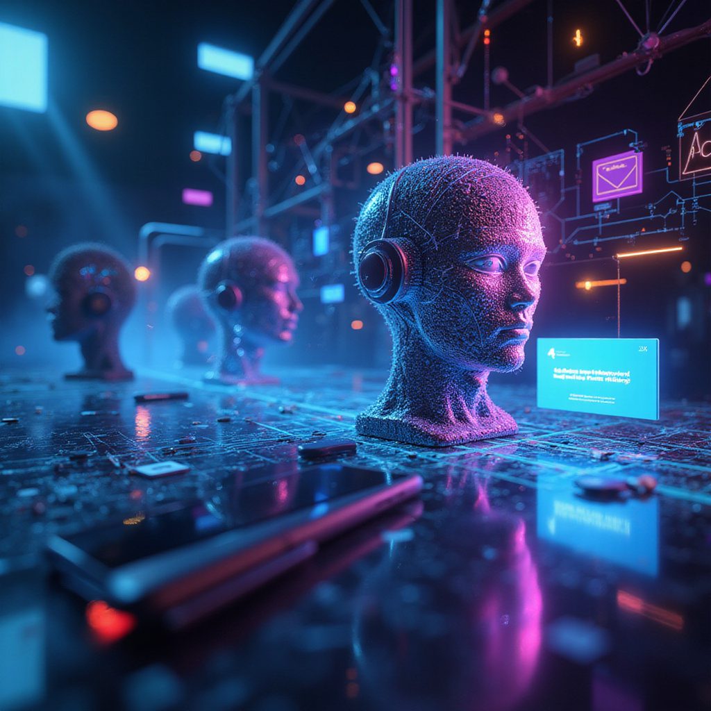 Automatyczne Skanowanie Wizytówek: AI Odczytuje Dane i Generuje Leady 4 Ilustracja procesu: Automatyzacja przetwarzania wizytówek AI od zdjęcia przez analizę do CRM i SMS